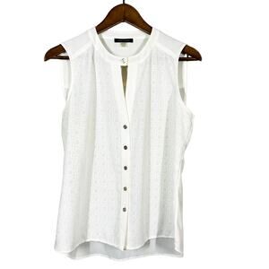 Tommy Hilfiger Sleeveless Blouse Button Up Keyhole Bone White - S